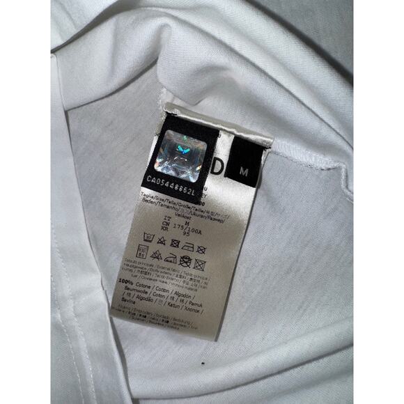 Fendi White Black Mesh Stripe Red FF Logo Short Sleeve Cotton T-Shirt Medium M - Picture 12 of 16